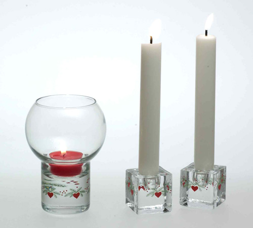 NEW Hearts & Pines Glass Candleholders