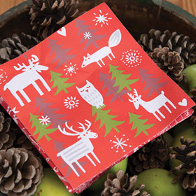 Pack of 20 ELKS Forest 3-PLY Nordic Style Christmas Tissue Paper Napkins 33cm x 33cm Serviettes